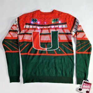 Miami Hurricanes Lighted Christmas Sweater - Size M - Bluetooth Speaker